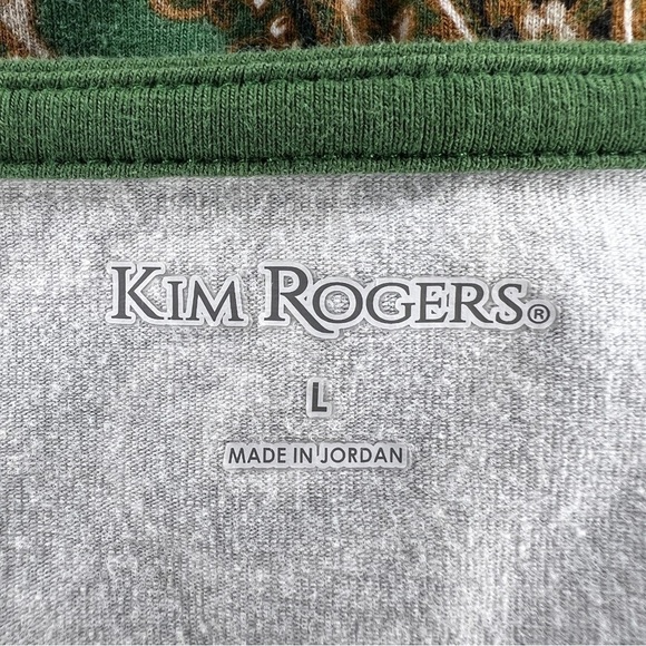 LARGE KIM ROGERS GREEN BEIGE PAISLEY  TOP STRETCH CASUAL  BOHO ELEGANT - Picture 9 of 10